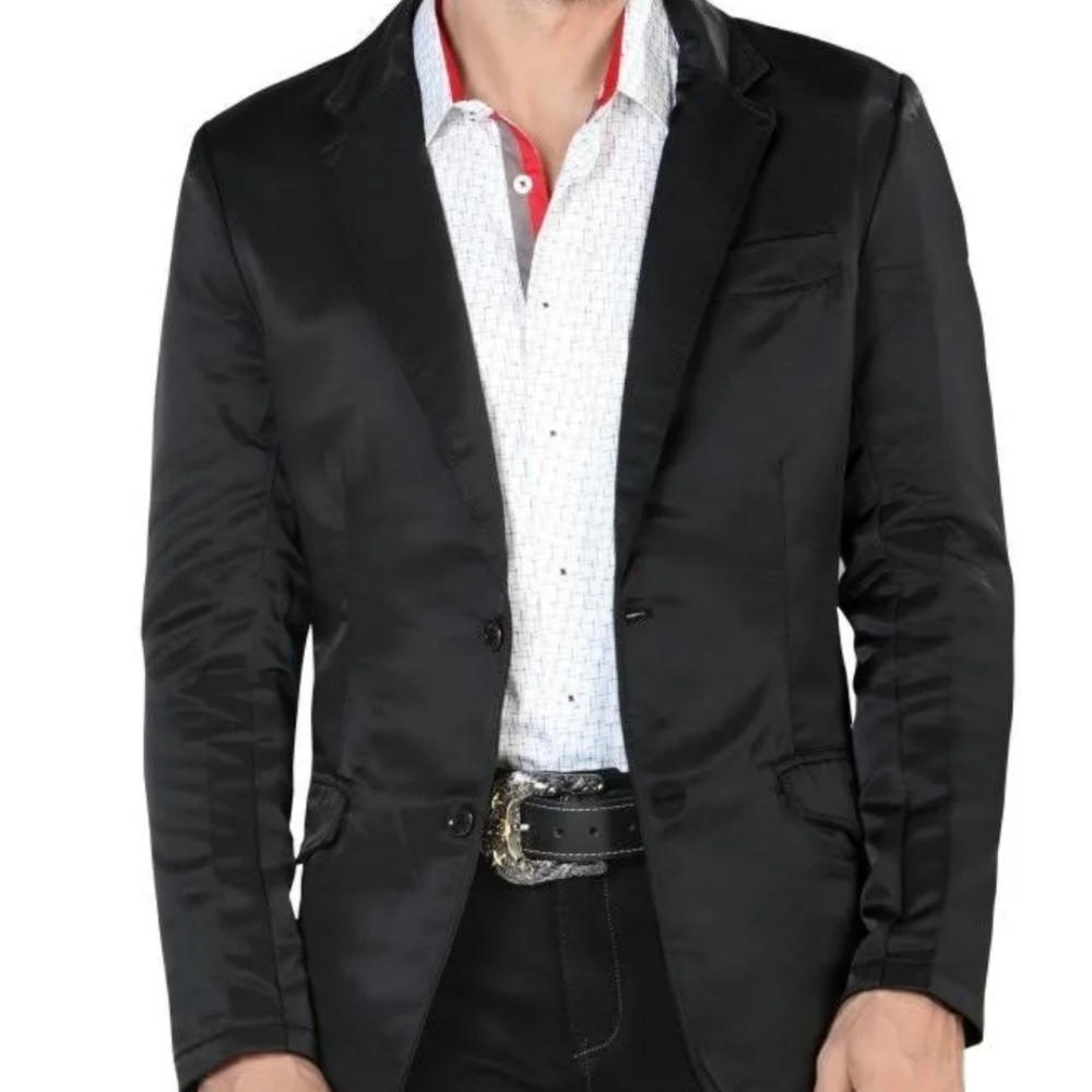 Modern Fit Satin Men's Blazer - Picture 5 of 5